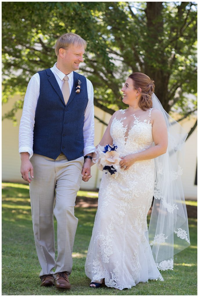 Bride and Groom walking Formal Photos at Grayson Park in Grayson GA