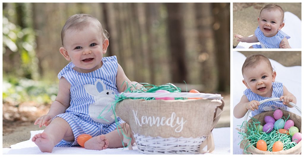 Easter themed 8 month old milestone session by A Focused Life Photography