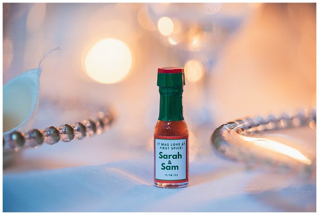 Tiny bottles, big love! Mini Tabasco sauce favors and unforgettable moments at Kimball Hall. Let us capture the magic. 📷❤ #SpicyLove #AFocusedLifePhotography