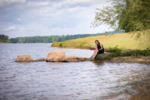 monroe photographer a focused life photography senior lake varner alcovy high school girl black dress lake