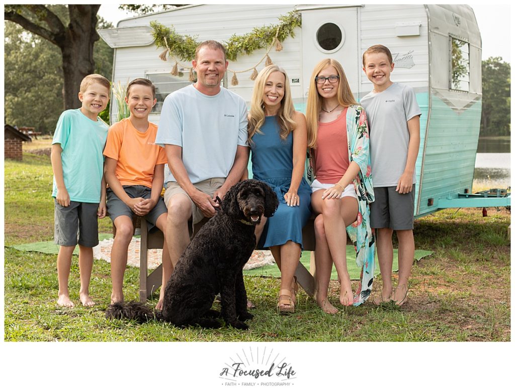 Mini Session with Atlanta family and children photographer A Focused Life Photography from Monroe with Rosie, a 1967 Shasta Compact vintage camper owned by Atlanta Photo Camper in Social Circle