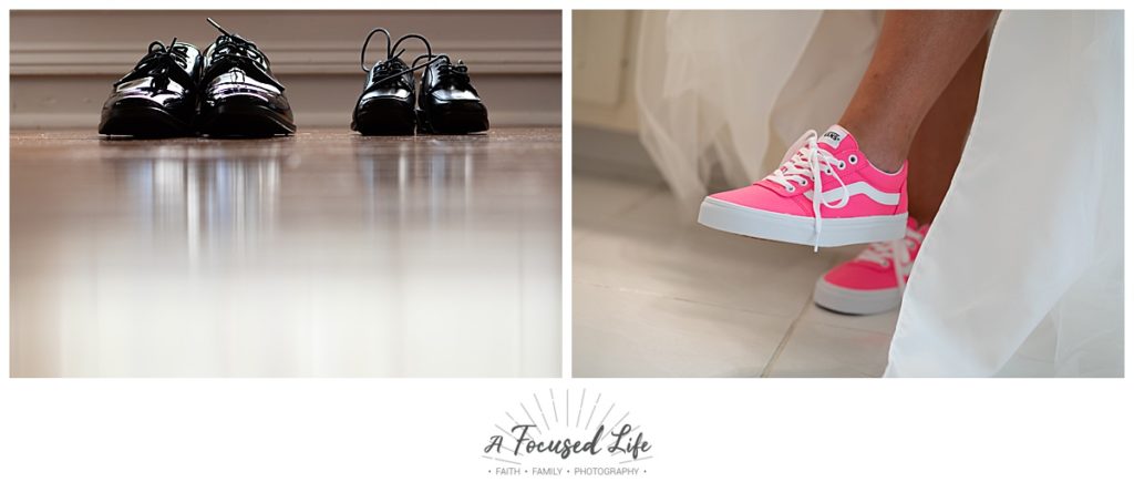 Neon Pink Bridal Vans and Tuxedo Shoes