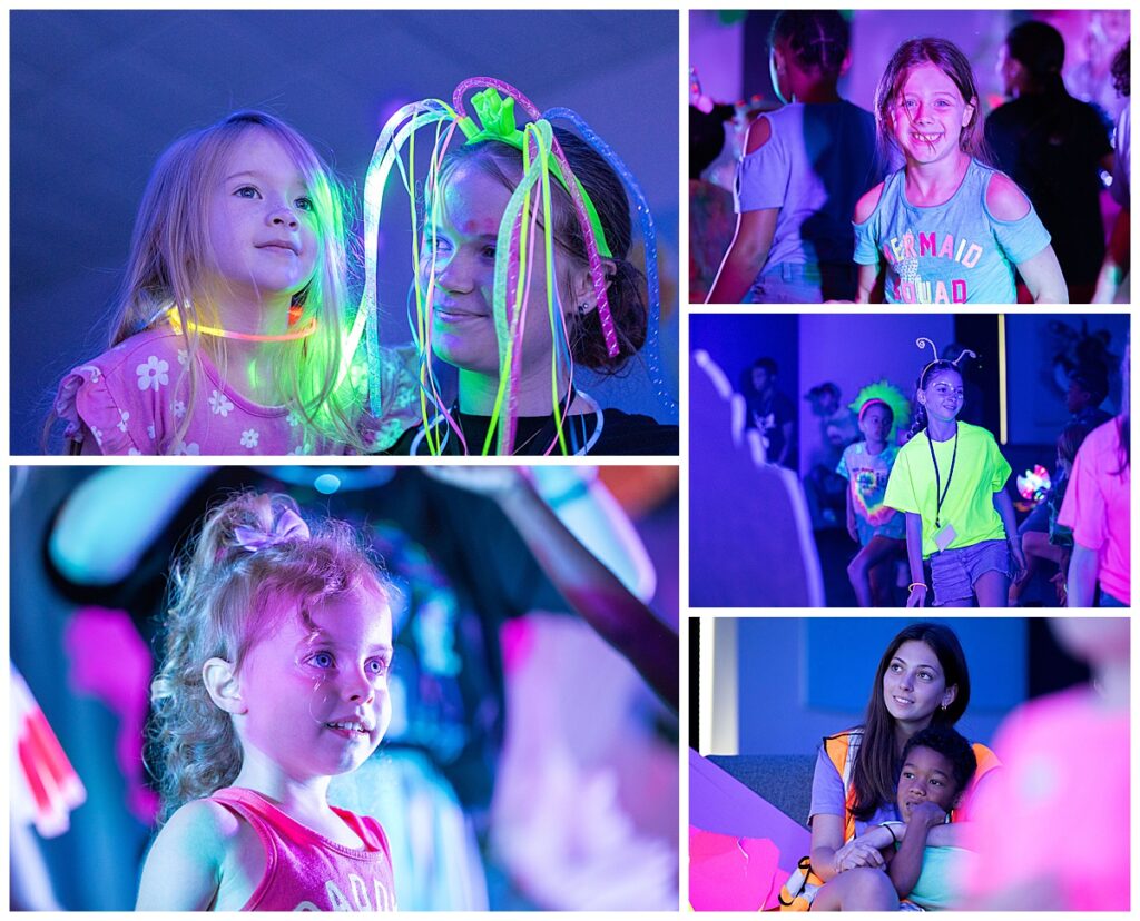 Children during VBS Glow in the Dark day at Berean Bible Church in Loganville, GA.